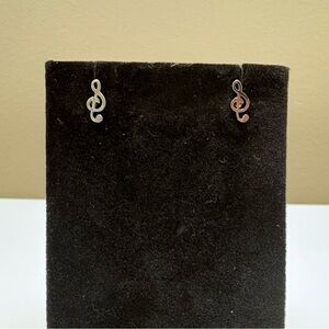 Elegant Silver Treble Clef Earrings